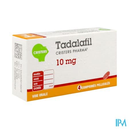 Tadalafil Cristers Pharma 10mg Comprime Pellicule 4 — Pharmacie Parc Lann