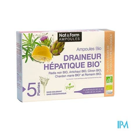 Nat Et Form Ampoule Draineur Hepatique Bio 10ml 20