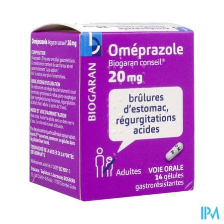 Omeprazole Biogaran Conseil 20mg Gelule Gastroresistante 14