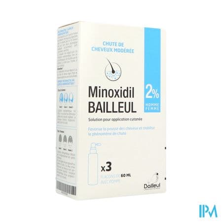 Minoxidil Bailleul 2% Solution Pour Application Cutanee 60ml X3 — Pharmacie de la Gare Dijon