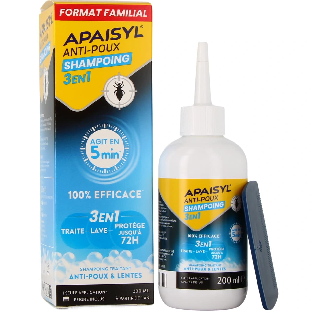 APAISYL A/POUX SH 3EN1 200ML — Pharmacie Rocade by Nexum
