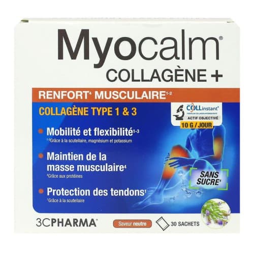 3C PHARMA MYOCALM COLLAGENE+ SAC30 — Pharmacie Lafayette des Clairions