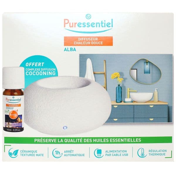 Puressentiel Coffret Diffuseur Alba + Mini Diffuse Cocooning 10ml Offert — Pharmacie des Cascades
